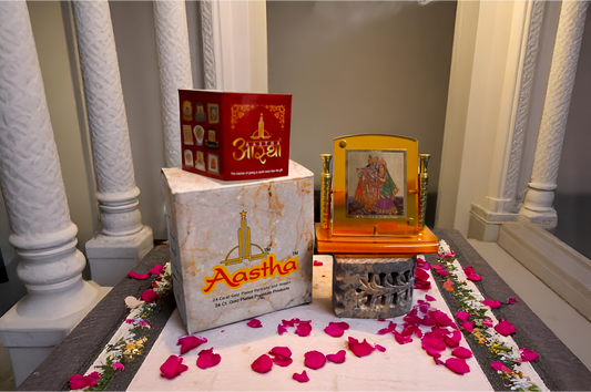 Golden Radha Krishna Idol – Small