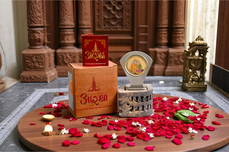 Metallic Radha Krishna Idol – Small