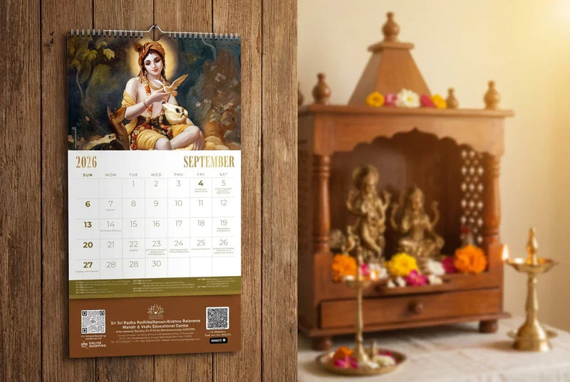 ISKCON Calendar 2026 Wall Hanging 12 Sheeter (Pack of 3)